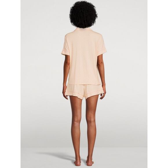 EBERJEY Gisele Relaxed Short Pajama Set In Geometric Print Tile Rose Cloud Sz L - Picture 3 of 10